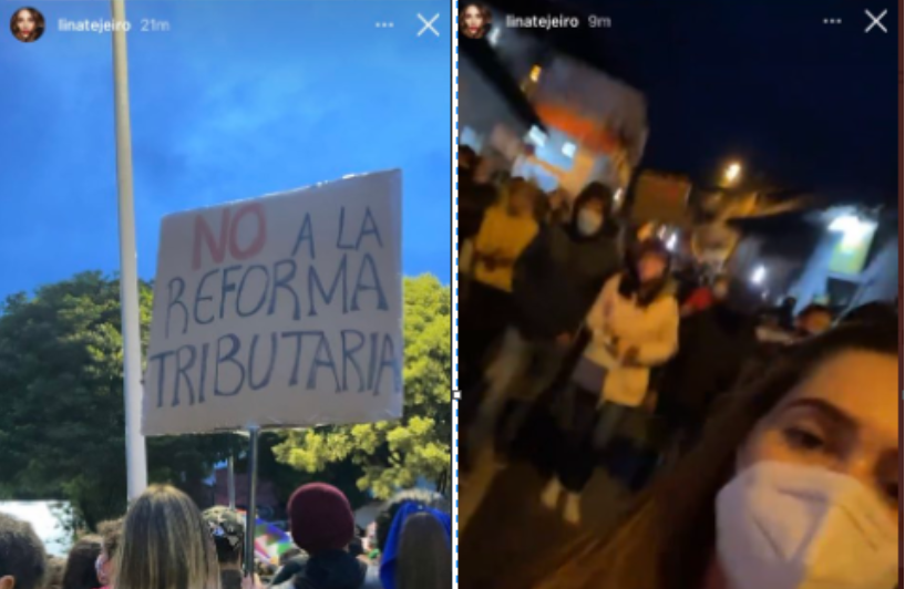 Lina Tejeiro marchó contra la Reforma Tributaria y estalló las redes sociales [VIDEO]