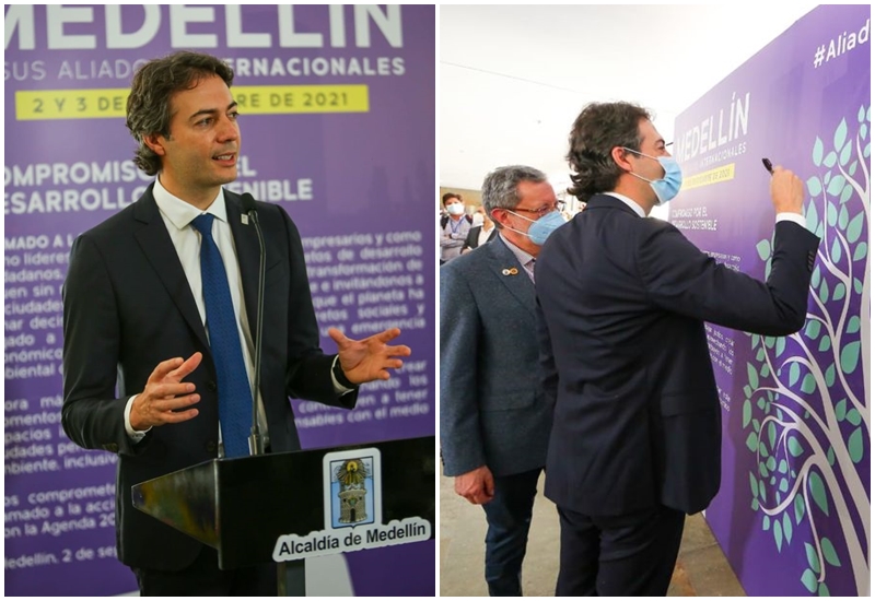 El alcalde Daniel Quintero firmó junto a otros mandatarios el acuerdo multilateral por el desarrollo sostenible de Medellín