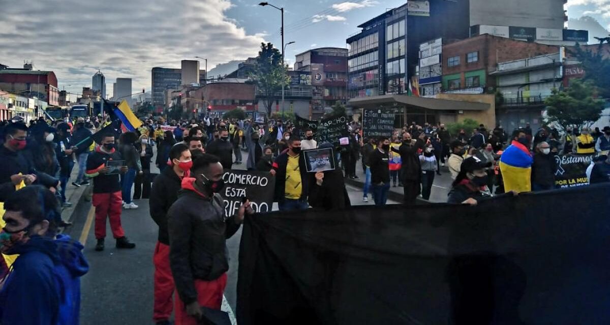 Inician jornadas de protestas del sector comercial San Victorino, en contra de la administración de la alcaldesa de Bogotá, Claudia López
