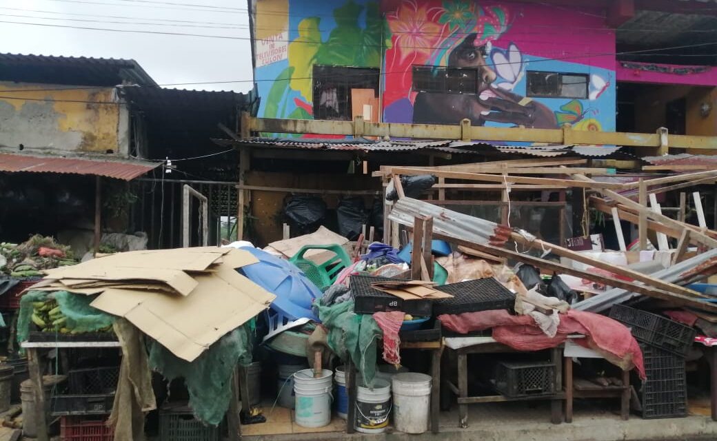 Aproximadamente mil vendedores se vieron afectados con la destrucción de los techos de las casetas que invadían el espacio público en la plaza de mercado de Quibdó