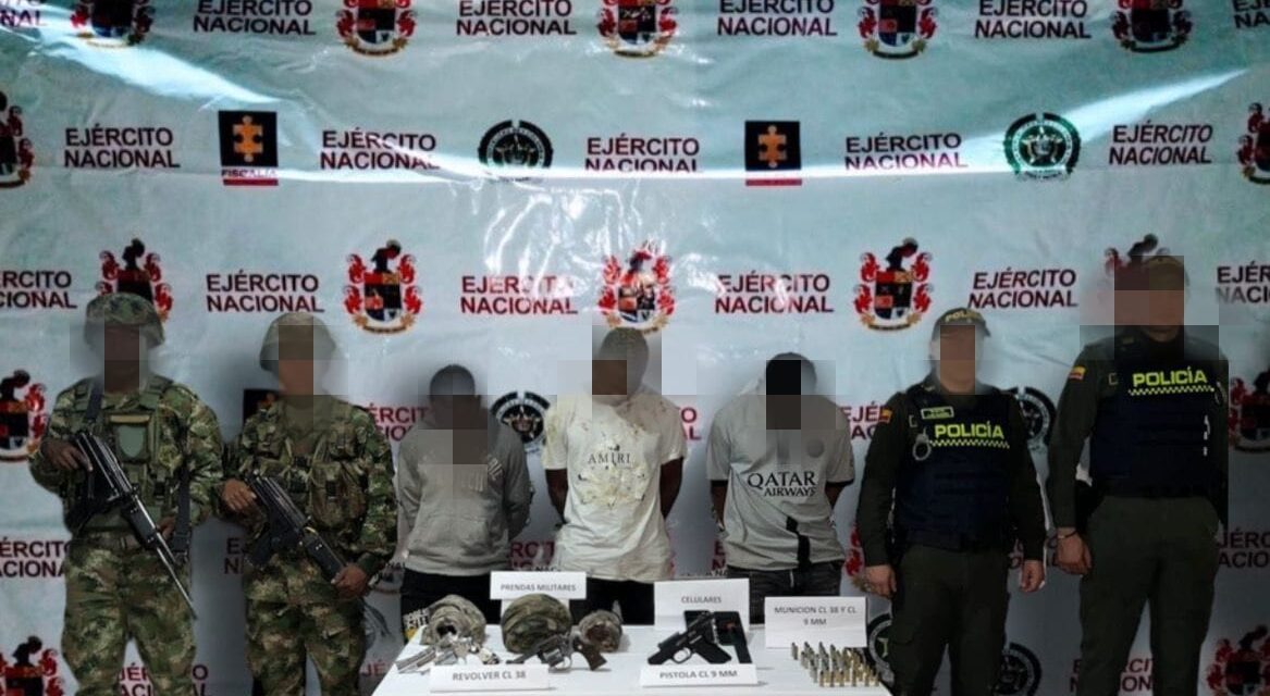 Tres presuntos integrantes del Clan del Golfo fueron capturados por el Ejército Nacional en el suroeste antioqueño