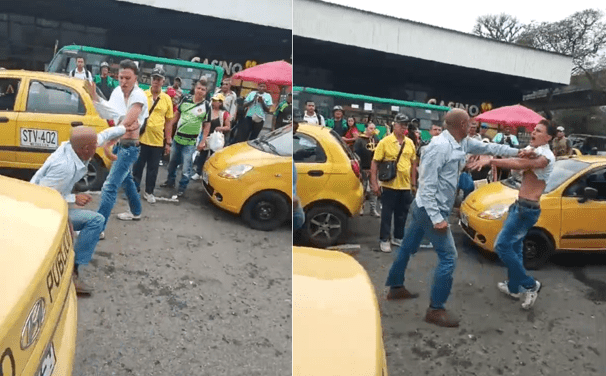 Vídeo: Pelea de taxistas en la Terminal del Norte en Medellín