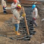 Nueva vía de Itagüí se está construyendo con neumáticos usados
