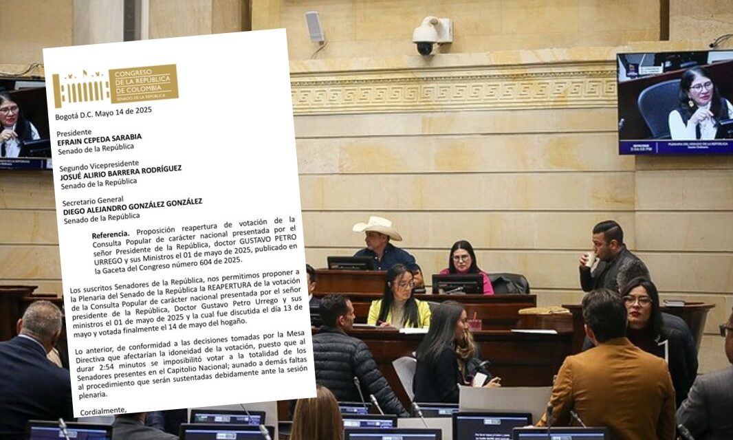 Varios senadores exigen reabrir votación de la consulta popular tras denuncias de fallas en el Capitolio