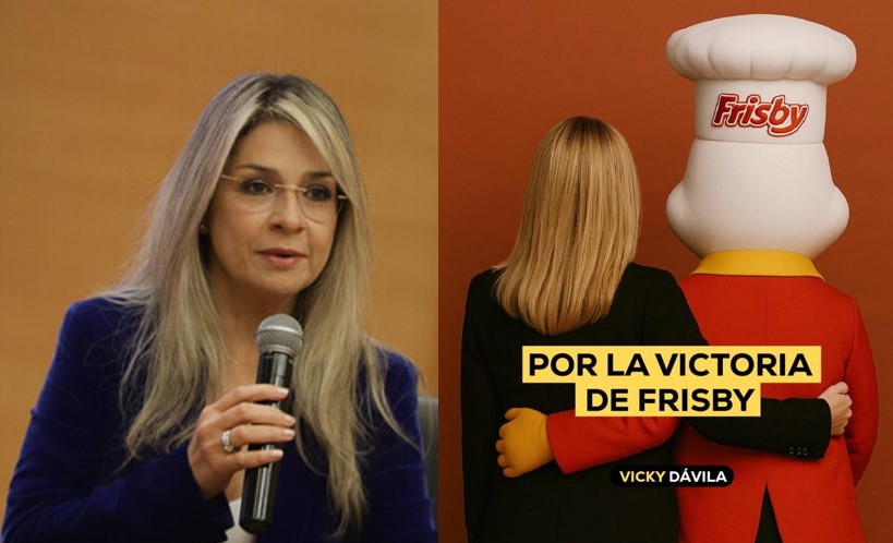 Vicky Dávila abraza al pollo de Frisby en plena campaña: ¿solidaridad o oportunismo electoral?