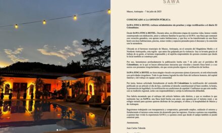 Gerente de Finca Hotel Sawa exige rectificación a El Colombiano
