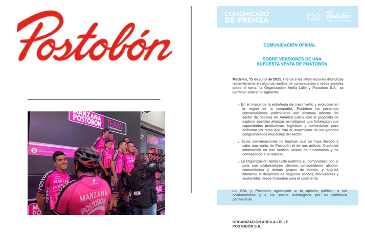 Organización Ardila Lülle desmiente venta de Postobón