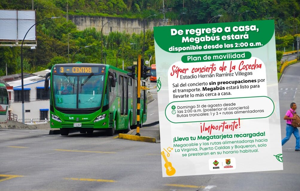 Megabús extenderá su horario desde las 2:00 a.m. por el súper concierto de las Fiestas de la Cosecha
