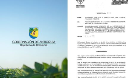 Procuraduría indaga a funcionarios de la Secretaría de Seguridad de Antioquia por presunta participación indebida en política
