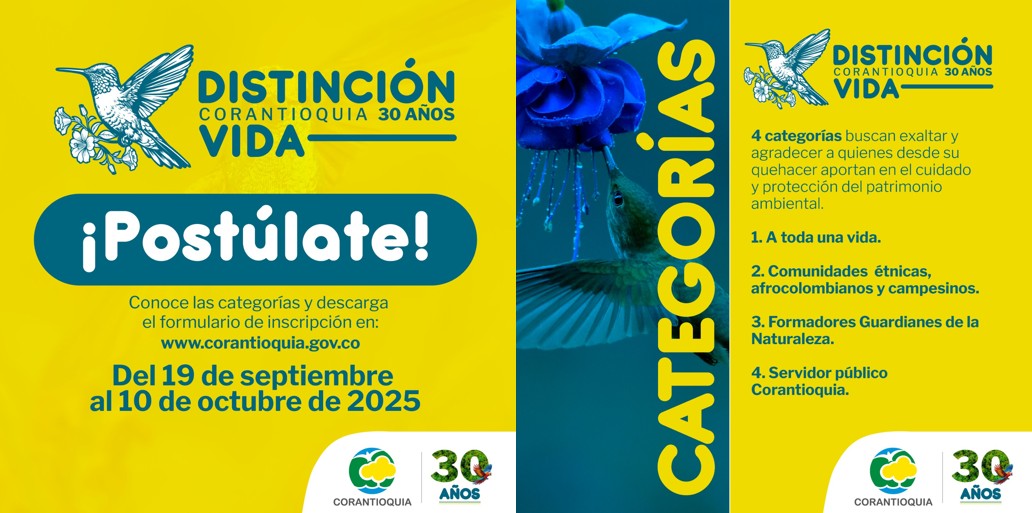 Corantioquia abre inscripciones para Distinción Vida 2025