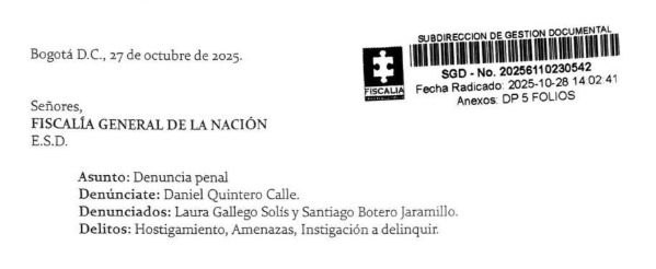 Quintero denuncia penalmente a ex señorita Antioquia por incitación a la violencia en polémico video