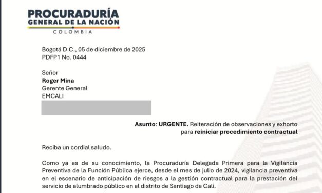 ¿Corrupción en EMCALI? Procuraduría exige aclarar procesos de contratación de aliado estratégico sin licitación