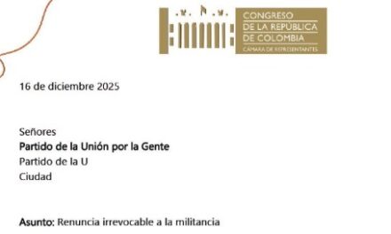 Julián López formaliza su renuncia al Partido de la U y ratifica que conservará su curul en la Cámara