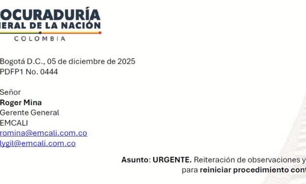 Procuraduría cuestiona respuesta de EMCALI y advierte falta de claridad en alianza para alumbrado público
