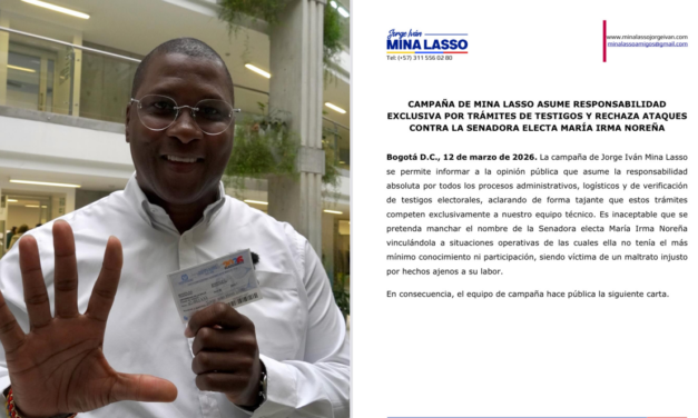 Campaña de Mina Lasso asume responsabilidad por trámites de testigos y rechaza señalamientos contra senadora electa María Irma Noreña