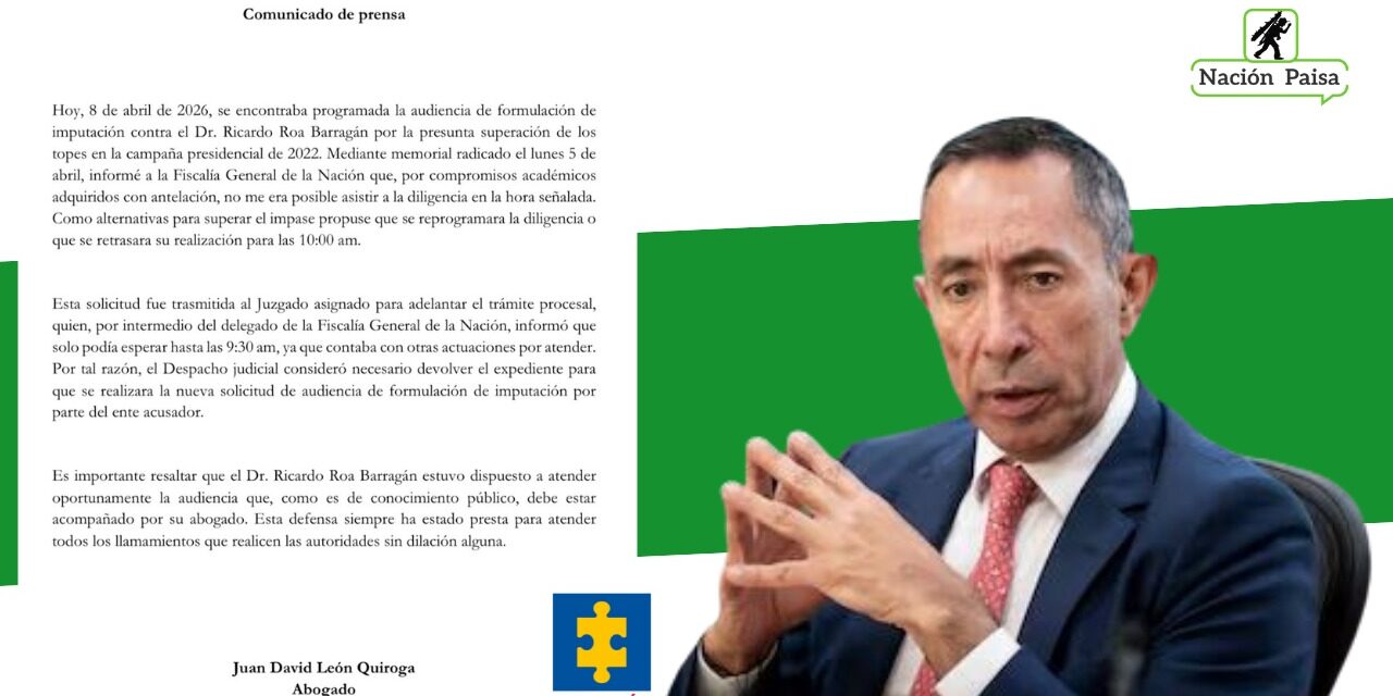 Se aplaza la audiencia contra Ricardo Roa: Compromisos académicos impiden la diligencia judicial