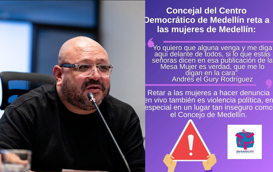 Mesa Mujer Medellín denuncia posible violencia política tras intervención del concejal Andrés Gury Rodríguez