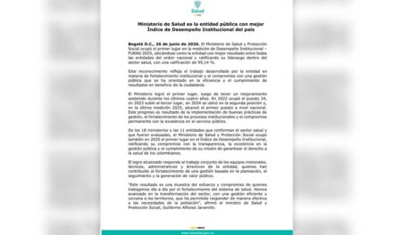 Ministerio de Salud lidera el Índice de Desempeño Institucional 2025 y ocupa el primer lugar entre las entidades nacionales