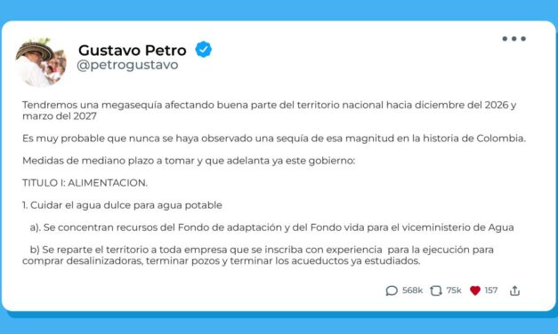Petro advierte sobre una posible megasequía entre finales de 2026 y comienzos de 2027 y anuncia medidas