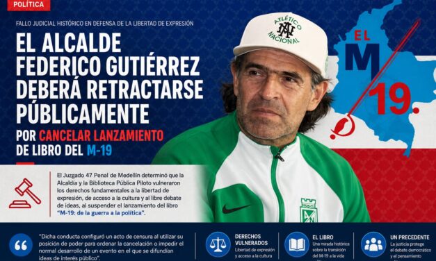Juez ordena a Federico Gutiérrez retractarse por cancelar lanzamiento de libro sobre el M-19