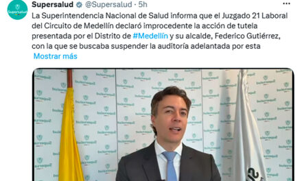 Juzgado declara improcedente tutela de la Alcaldía de Medellín contra auditoría de la Supersalud