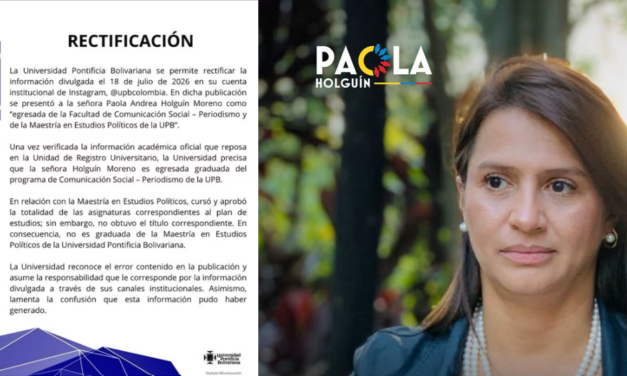 ¿Debería renunciar? UPB aclara que Paola Holguín no obtuvo título de maestría